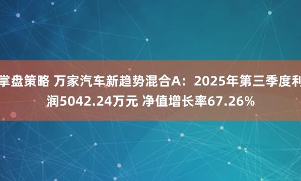 掌盘策略 万家汽车新趋势混合A：2025年第三季度利润5042.24万元 净值增长率67.26%